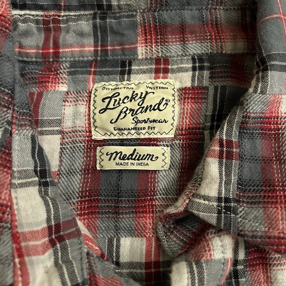 Lucky Brand Mens Shirt Medium Sportswear Distinctive Western Pearl Snaps Country - Picture 6 of 7